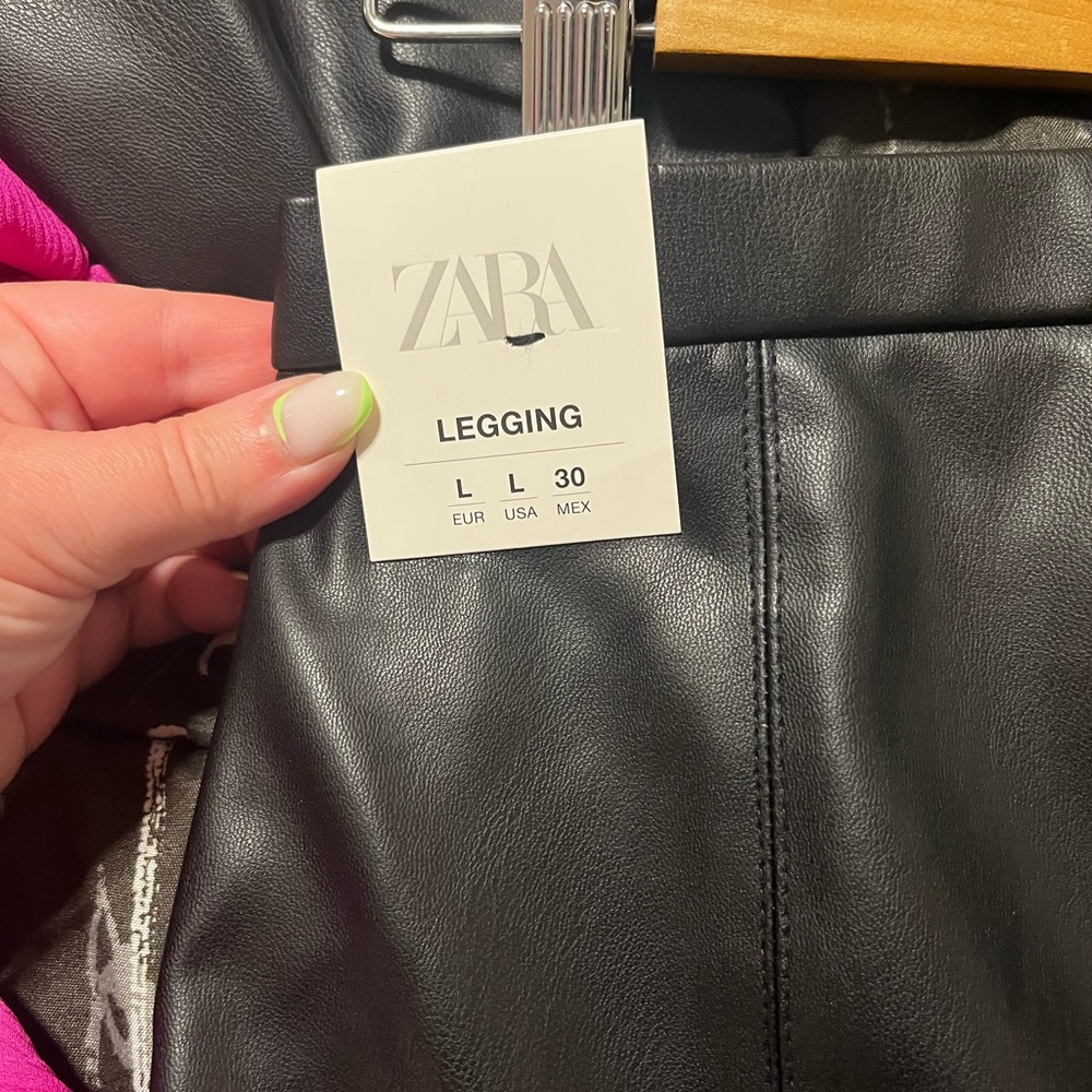 NWT Zara Black leather legging style 5427/220 size Large - Picture 5 of 8